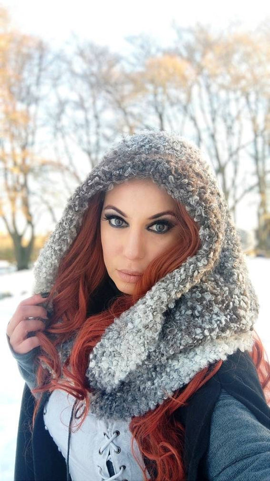 Handmade Yule Witch Hood: Oversized Wool Norse Viking Hood