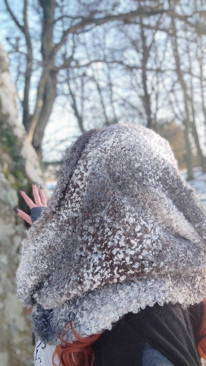Handmade Yule Witch Hood: Oversized Wool Norse Viking Hood