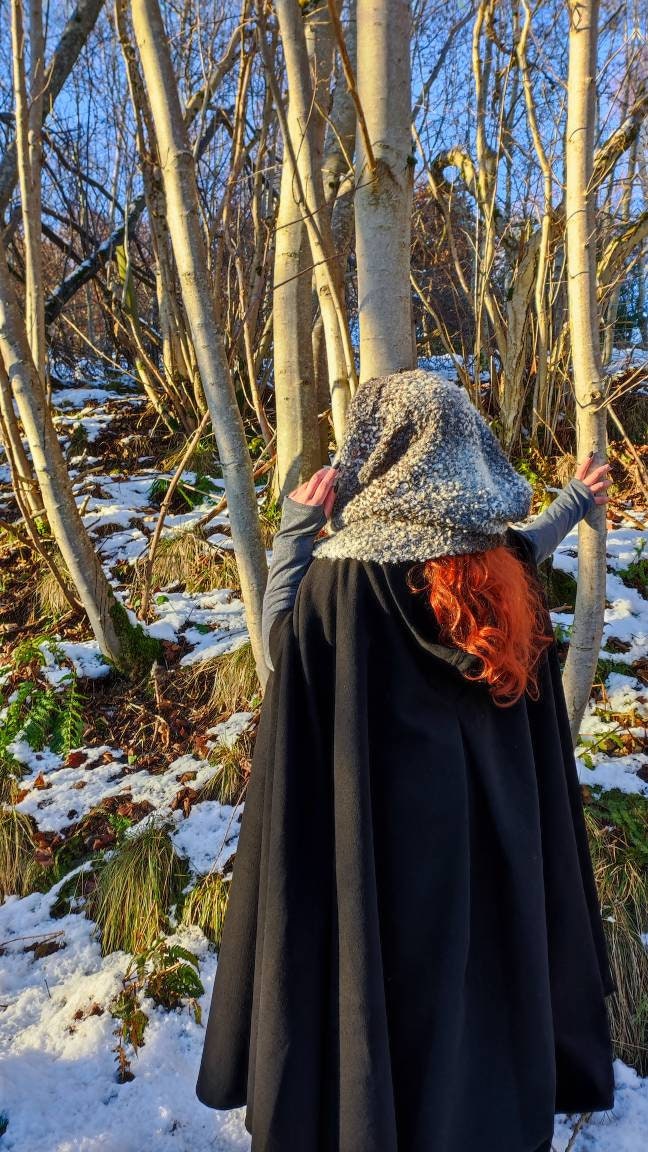 Handmade Yule Witch Hood: Oversized Wool Norse Viking Hood
