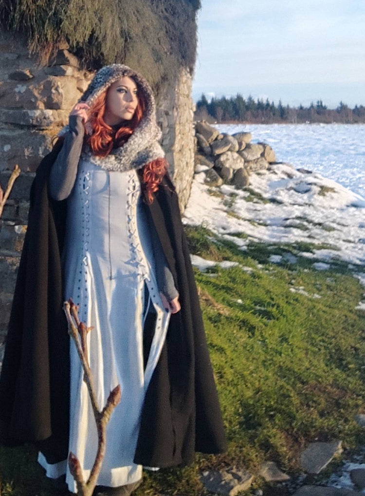 Handmade Yule Witch Hood: Oversized Wool Norse Viking Hood