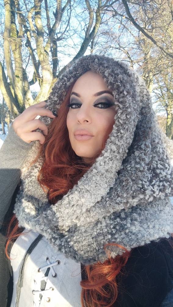 Handmade Yule Witch Hood: Oversized Wool Norse Viking Hood
