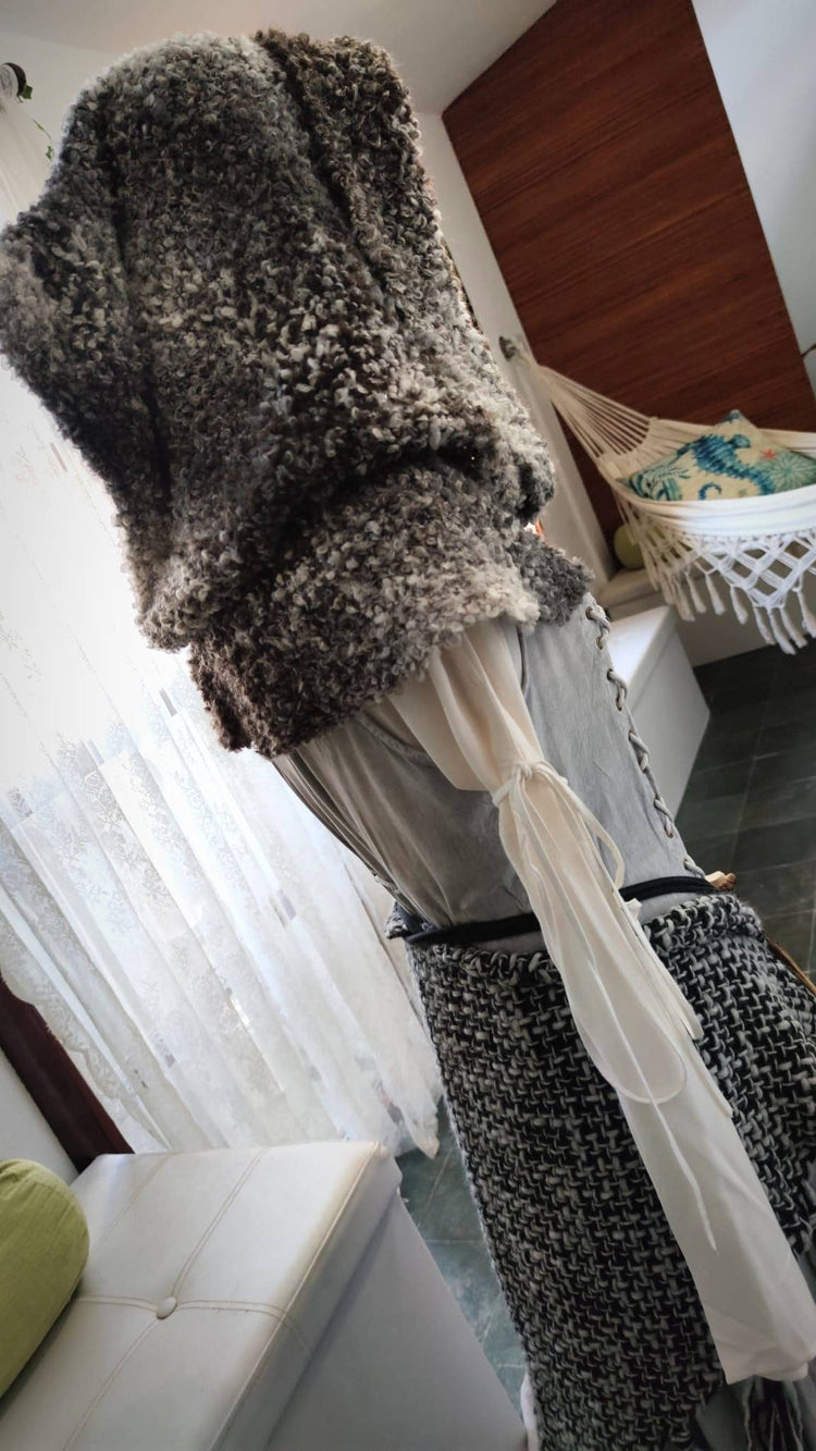 Handmade Yule Witch Hood: Oversized Wool Norse Viking Hood