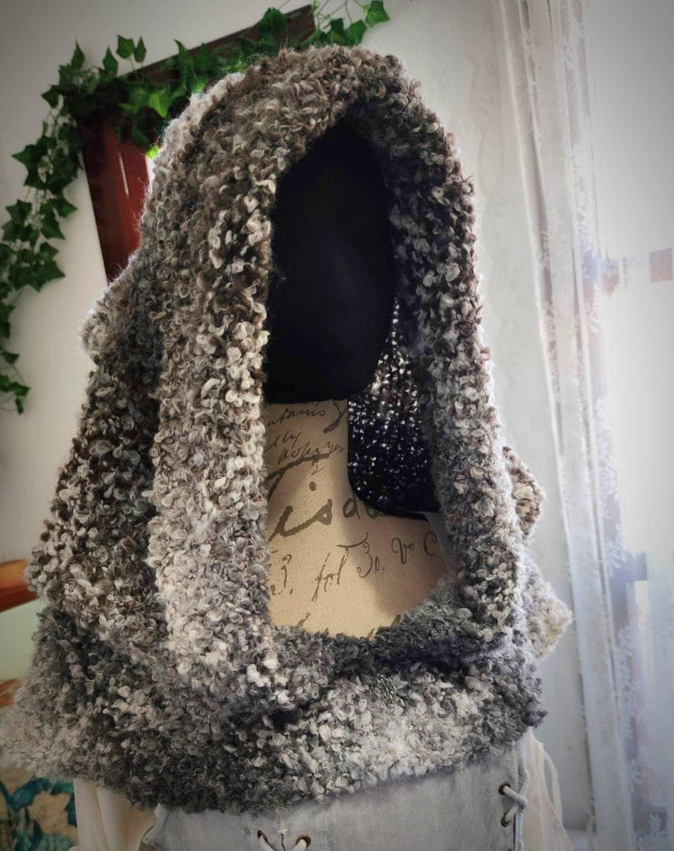 Handmade Yule Witch Hood: Oversized Wool Norse Viking Hood