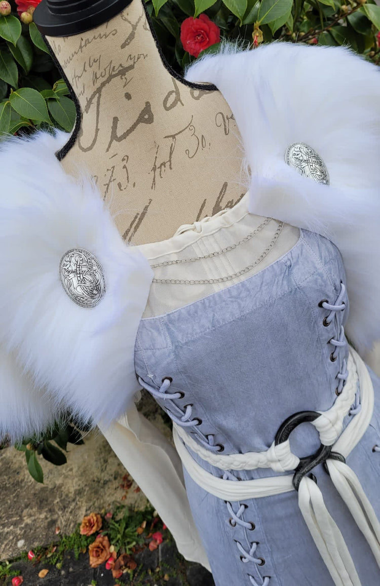 Viking Wedding Dress Set: Norse Bridal Gown, Fur Mantle, Freya Belt