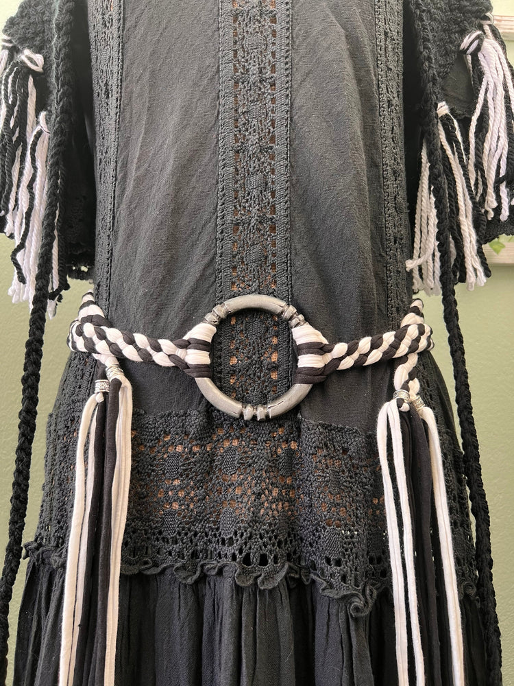 Handwoven Pentagram Amulet Belt, Gothic Witch Pagan Clothing Set