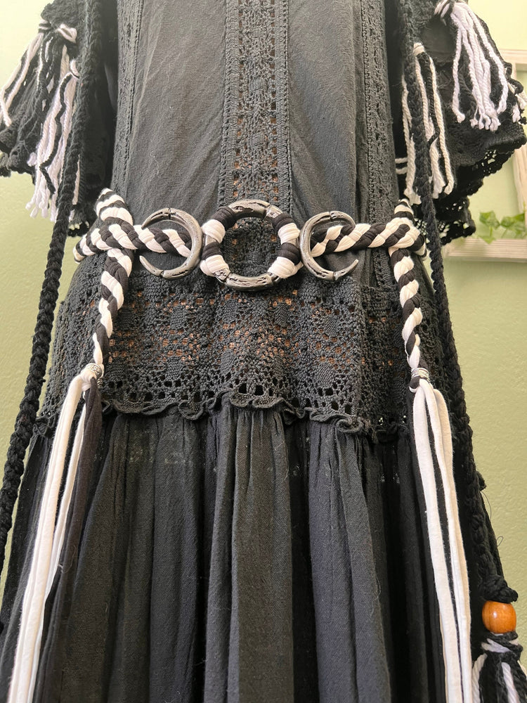 Handwoven Pentagram Amulet Belt, Gothic Witch Pagan Clothing Set