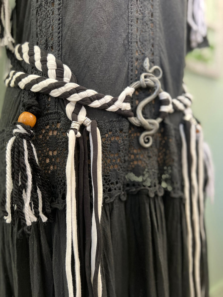 Handwoven Pentagram Amulet Belt, Gothic Witch Pagan Clothing Set