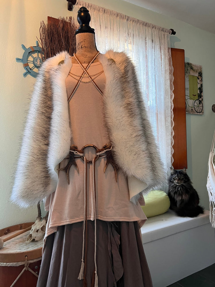 Viking Wedding Vegan Fur Cape, Personalized Wool Lining