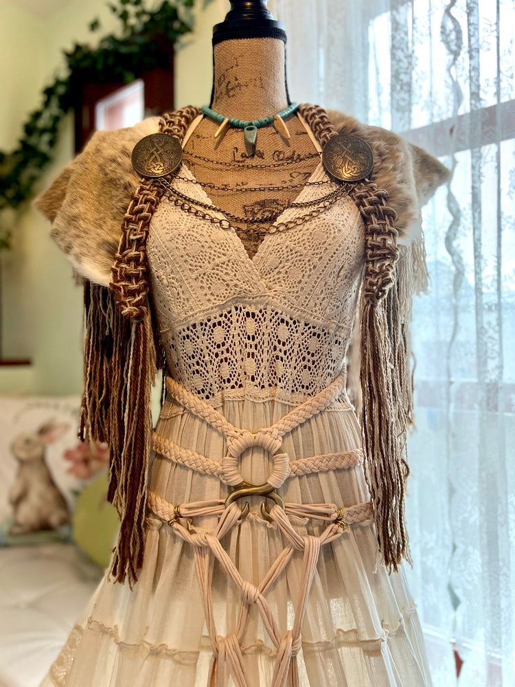 Princess of the North Dress Set custom for Mary with Cotton cloak+ Barbarian Fur Mantle
