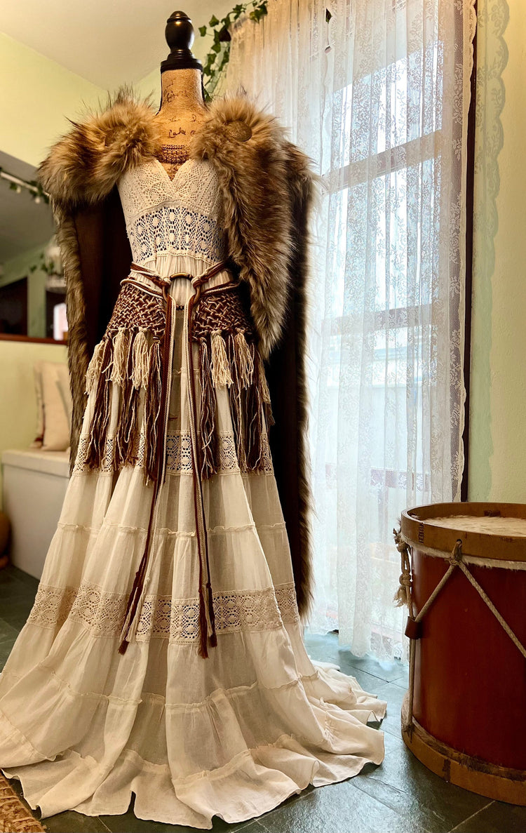 Princess of the North Dress Set custom for Mary with Cotton cloak+ Barbarian Fur Mantle