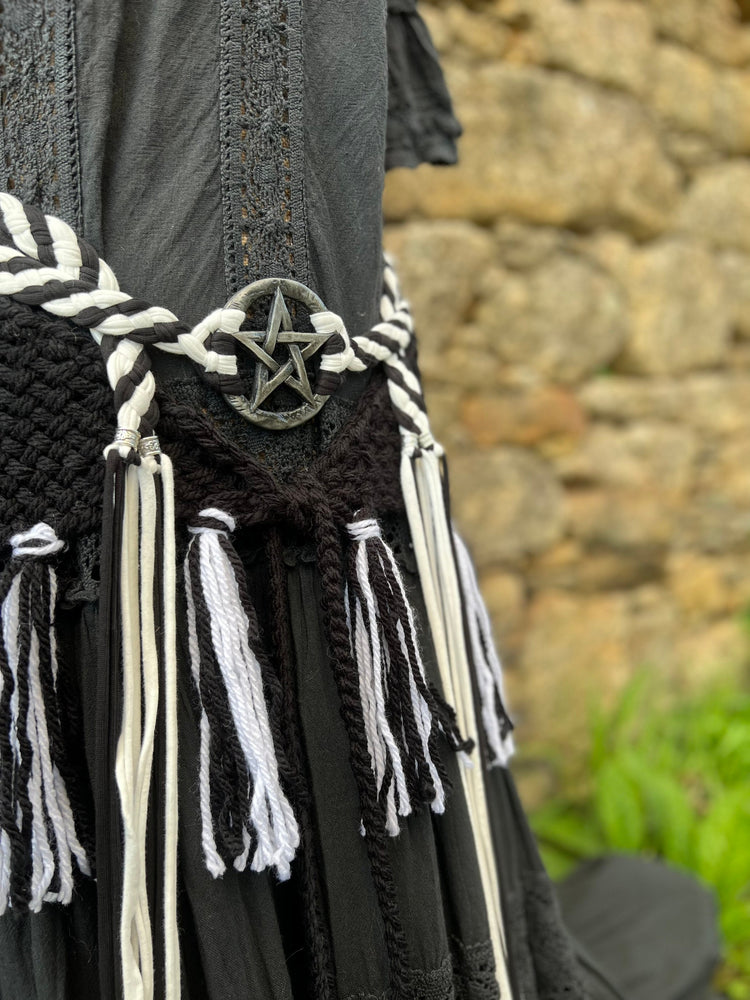 Handwoven Pentagram Amulet Belt, Gothic Witch Pagan Clothing Set