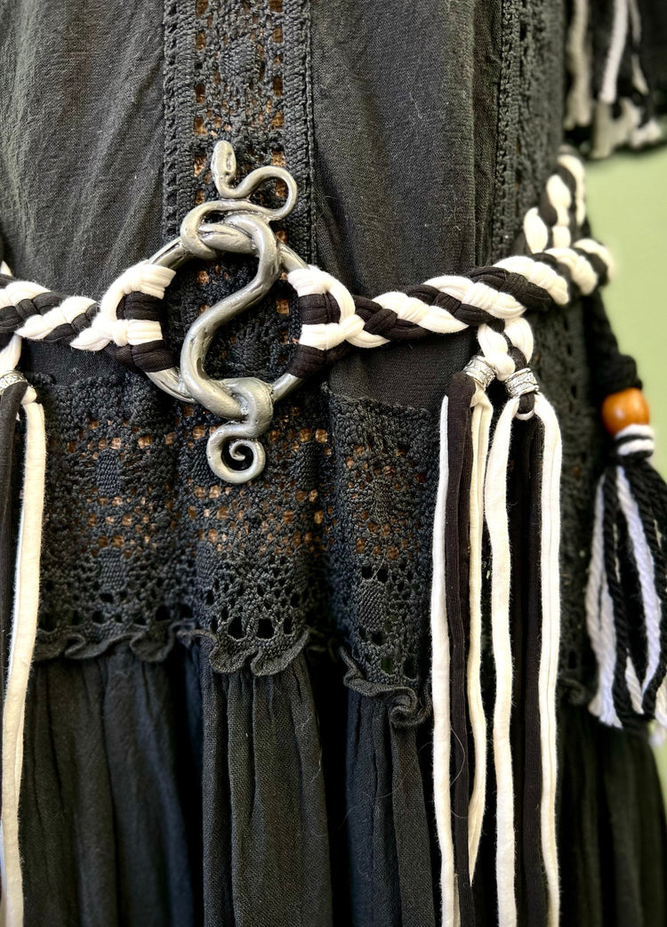 Handwoven Pentagram Amulet Belt, Gothic Witch Pagan Clothing Set