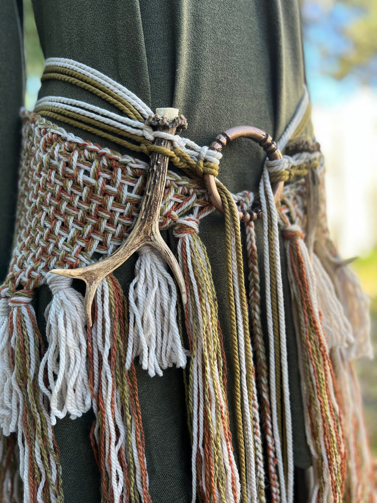 Voluspa Norse Belt, Vegan Antler Amulet, Pagan Shaman Costume
