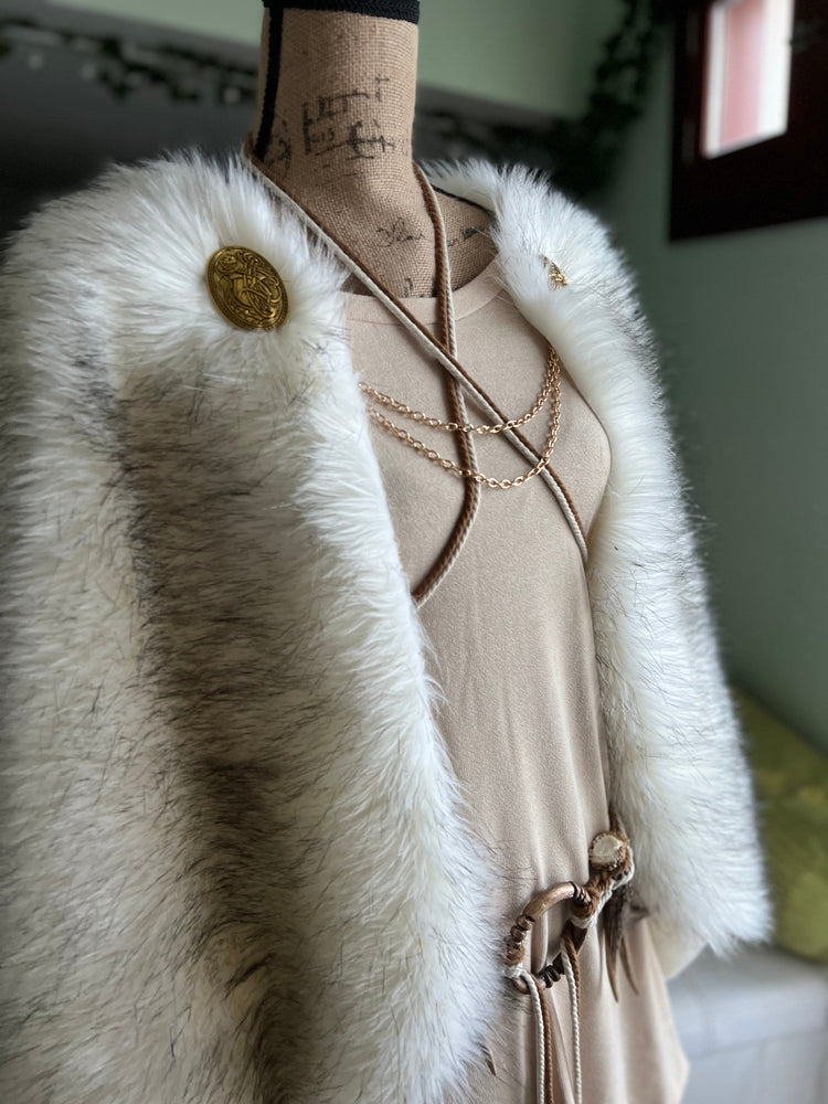 Viking Wedding Vegan Fur Cape, Personalized Wool Lining