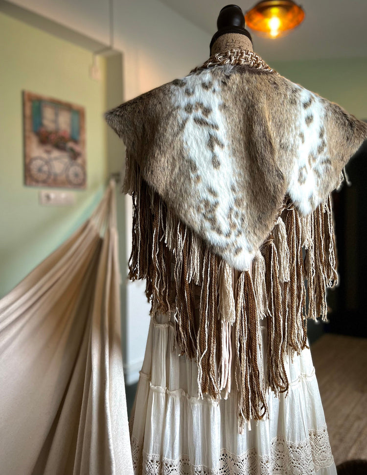 Pagan Wedding Dress Set, Braided Belt, Woven Shawl