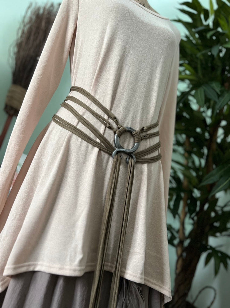 Cinturón de bruja nórdica: amuleto de cruz trol, tela reciclada, Norse Belt