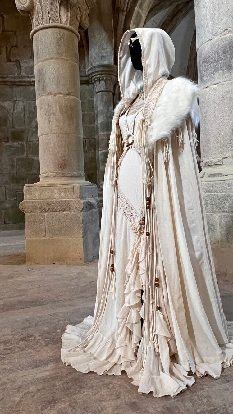 Tribal Witch Wedding Dress Set: Nordic Pagan Handfasting Gown, Norse Wedding