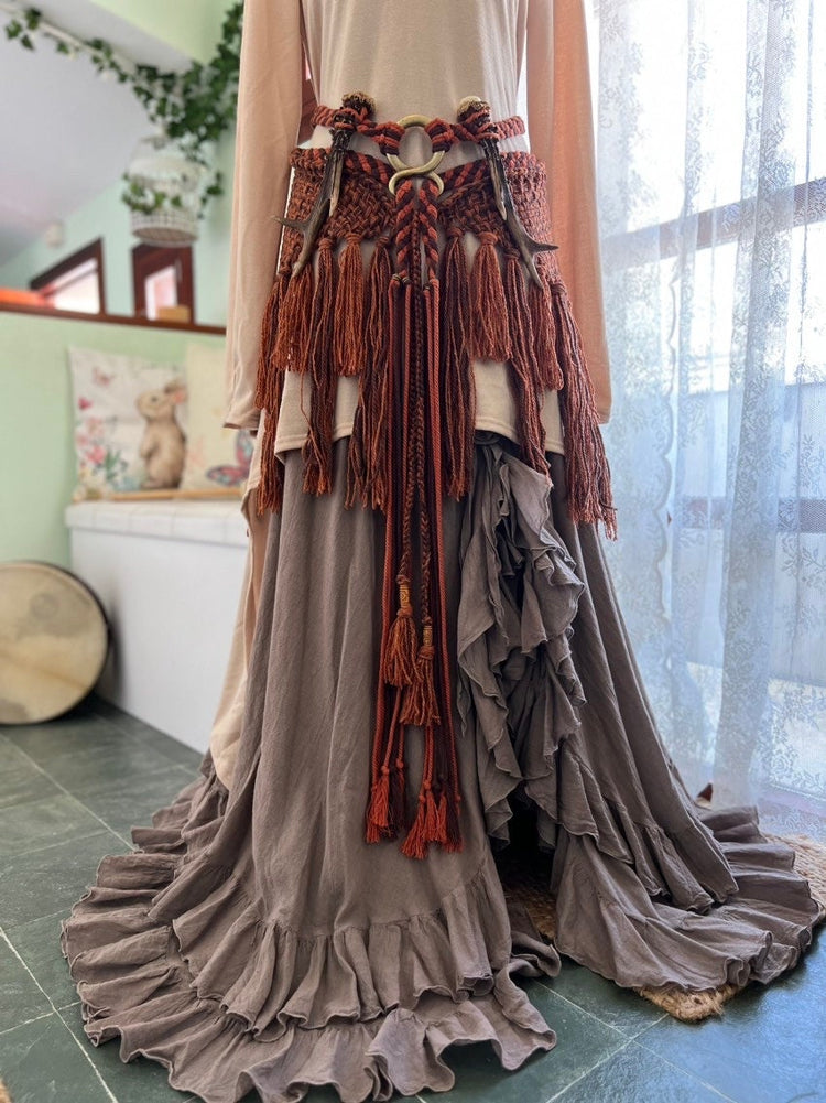 Handmade Norse Shaman Shawl: Autumn Witch Ritual Set