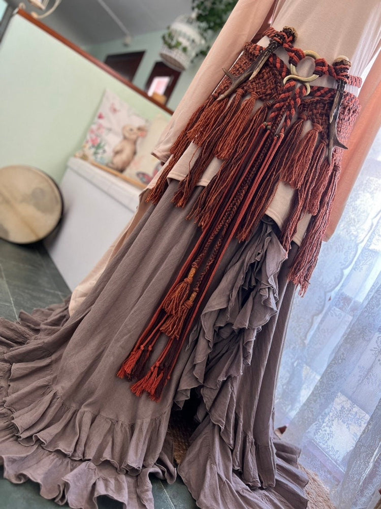 Handmade Norse Shaman Shawl: Autumn Witch Ritual Set