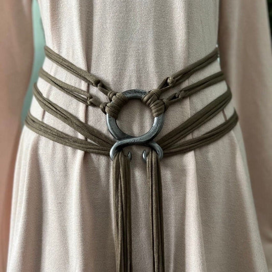 Cinturón de bruja nórdica: amuleto de cruz trol, tela reciclada, Norse Belt