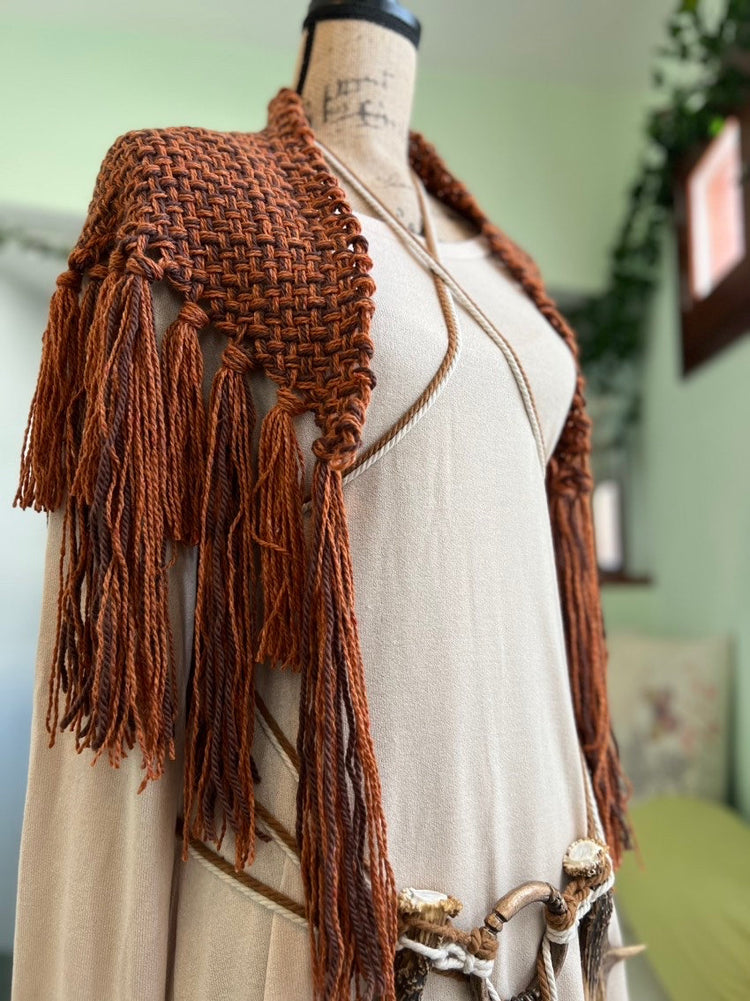 Handmade Norse Shaman Shawl: Autumn Witch Ritual Set