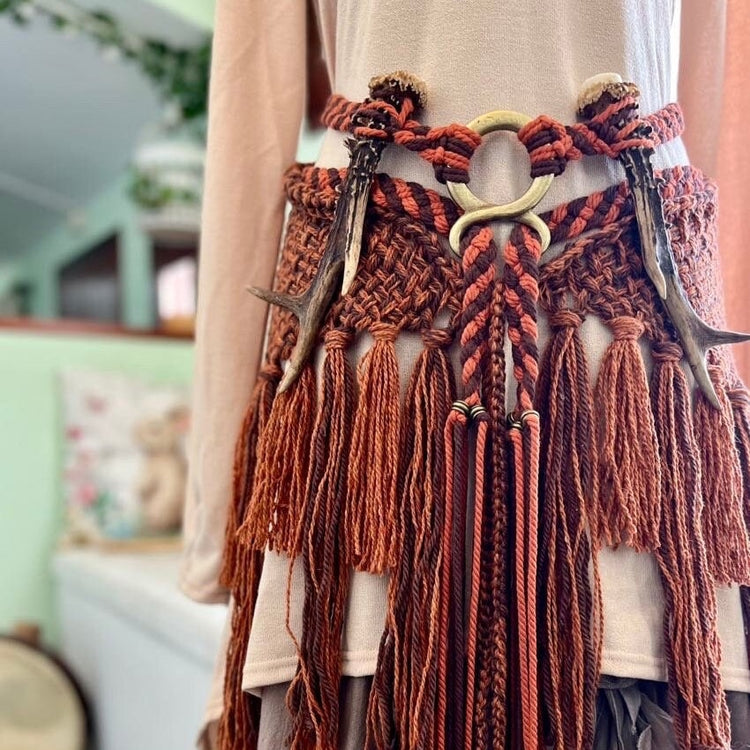 Handmade Norse Shaman Shawl: Autumn Witch Ritual Set
