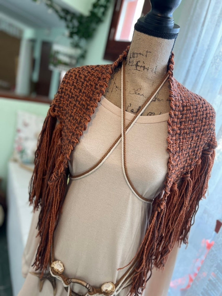 Handmade Norse Shaman Shawl: Autumn Witch Ritual Set