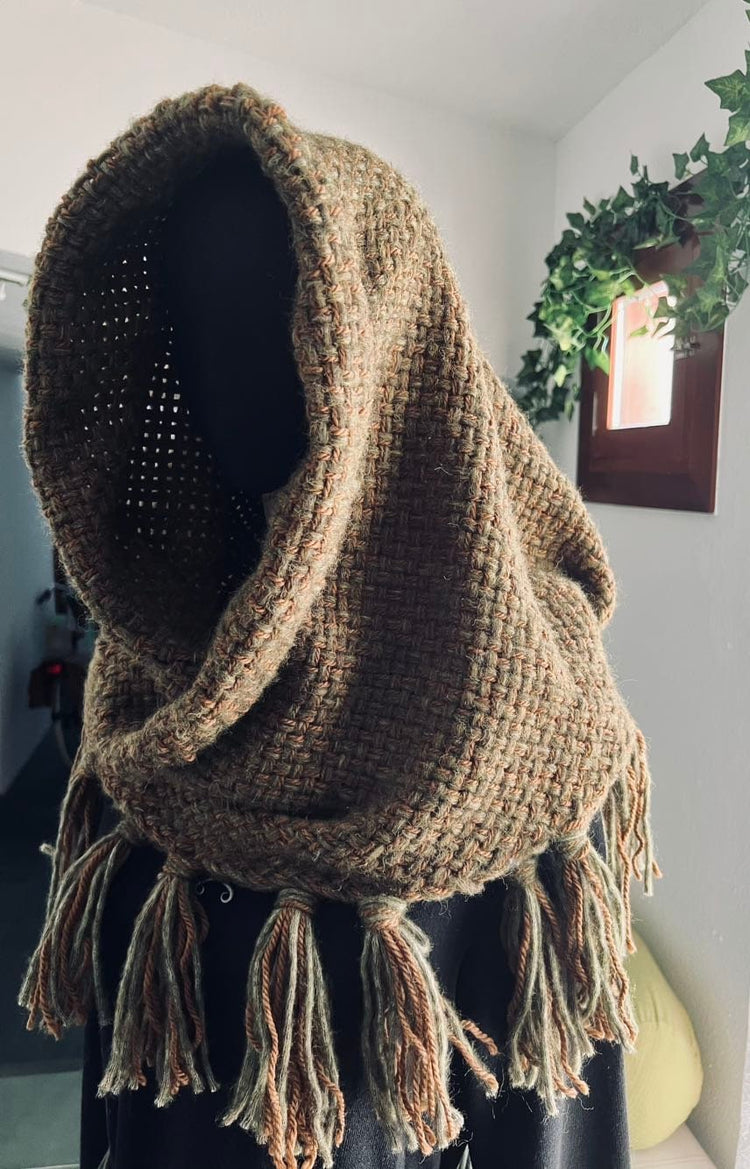 Big Handwoven Shawl, Norse Witch Shawl: Viking Wedding Wrap with Nordic Amulet Belt