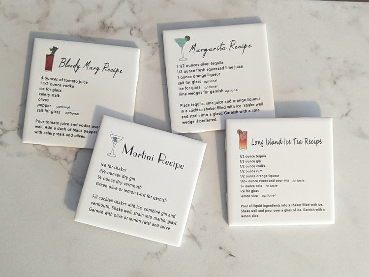 Drink Recipe sign, bar sign, CUSTOM recipe, easel sign, tile sign - easel included, your color choice