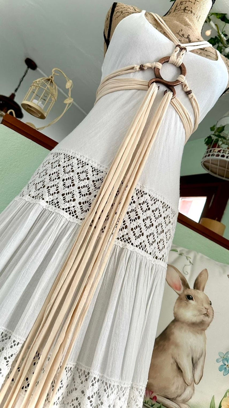 Handfasting Dress: Organic Cotton Wedding Gown with Völva Harness
