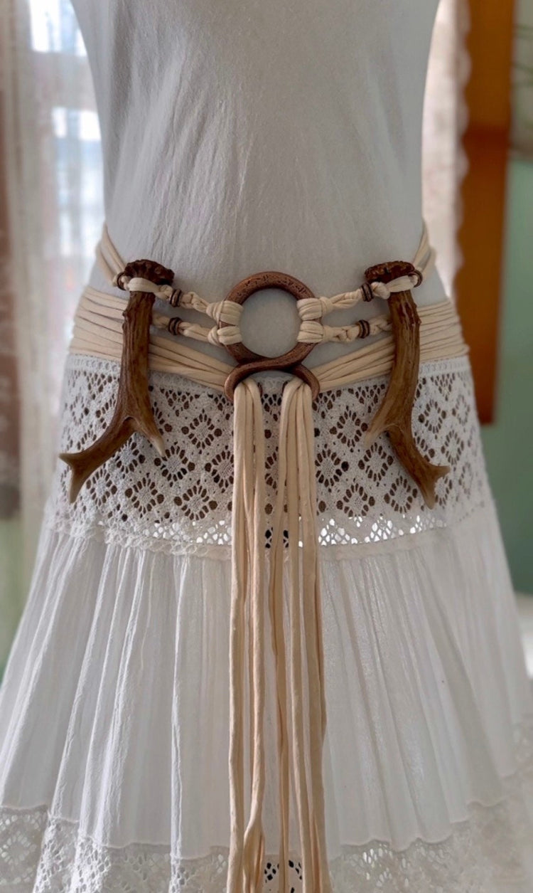 Norse Vegan Antler Harness Belt: Seidr Witch, Viking, LARP