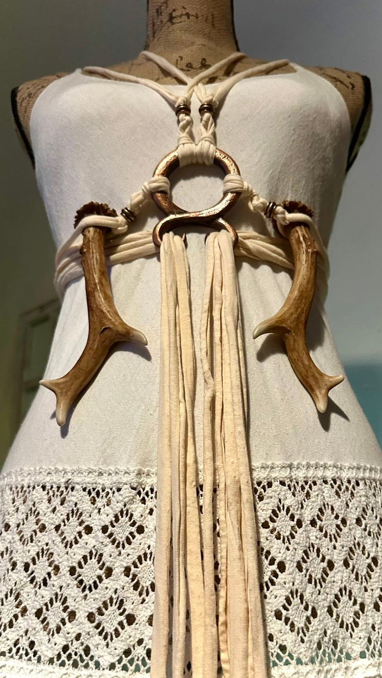 Norse Vegan Antler Harness Belt: Seidr Witch, Viking, LARP