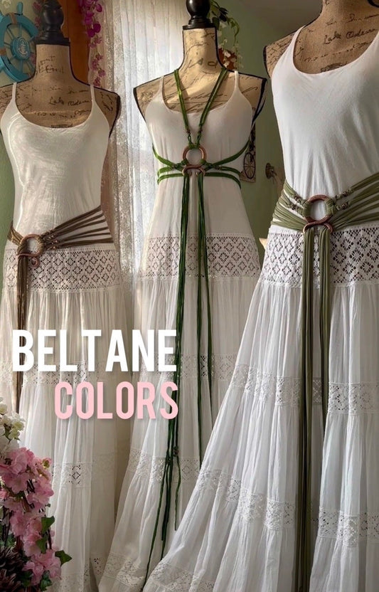 Norse Witch Belt: Beltane Troll Cross Harness, Recycled Fabrics