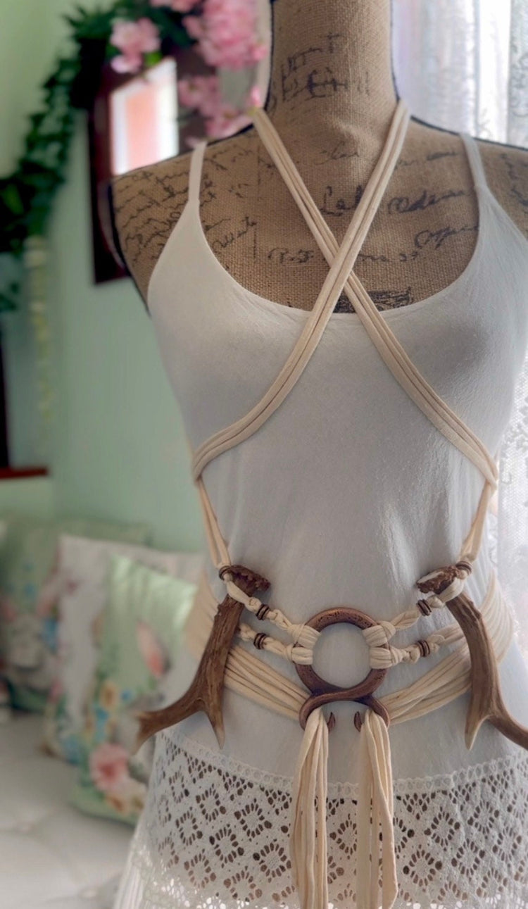 Handfasting Dress: Organic Cotton Wedding Gown with Völva Harness