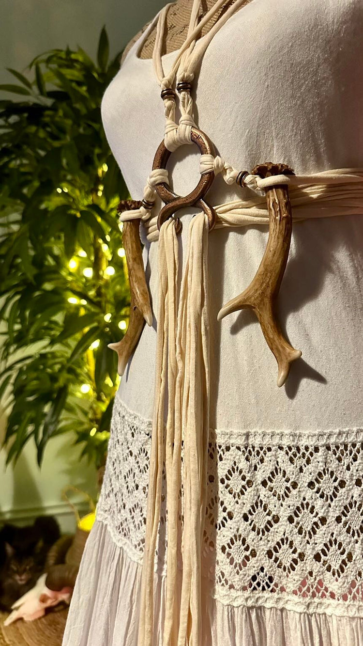 Norse Vegan Antler Harness Belt: Seidr Witch, Viking, LARP