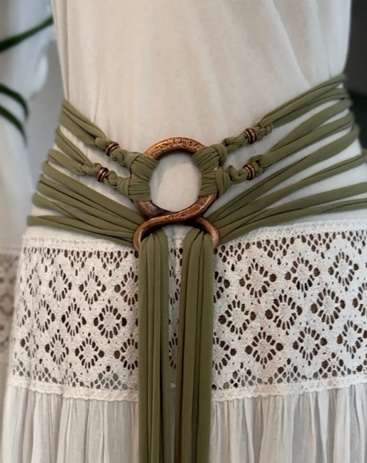 Norse Witch Belt: Beltane Troll Cross Harness, Recycled Fabrics