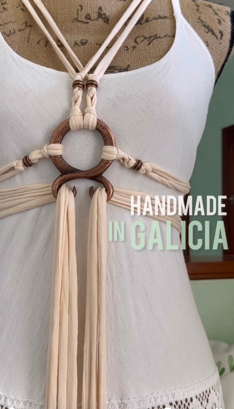 Norse Witch Belt: Beltane Troll Cross Harness, Recycled Fabrics