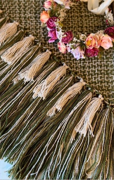 Handwoven Norse Wedding Shawl Set: Belt & Tasseled Wrap