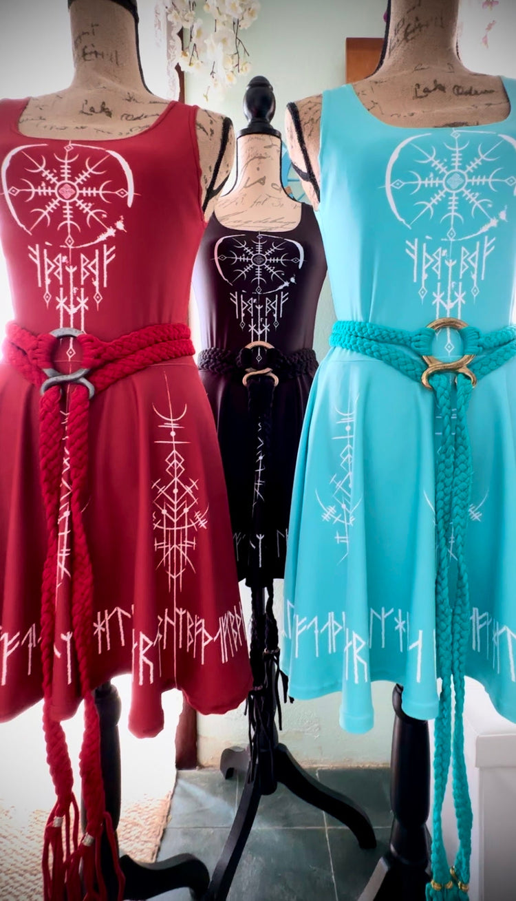 Norse Braided Belt: Viking Troll Cross Amulet, Larp Shieldmaiden Style