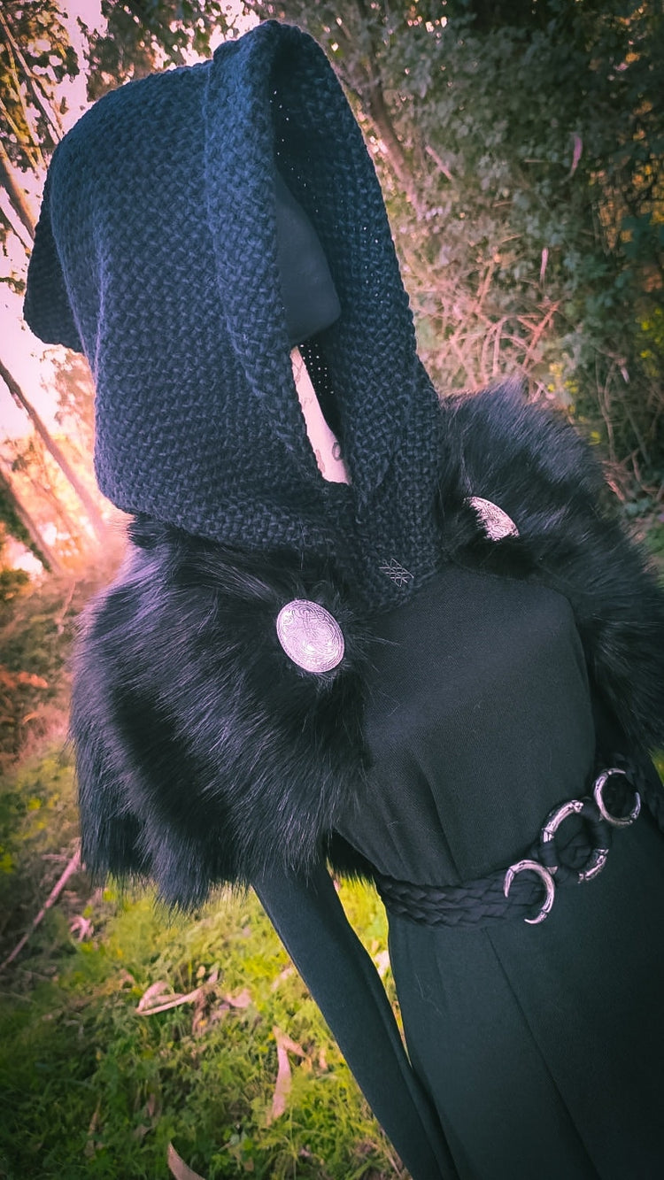 Triple Moon Goddess Belt: Braided Pagan Waist Belt, Gothic Fashion
