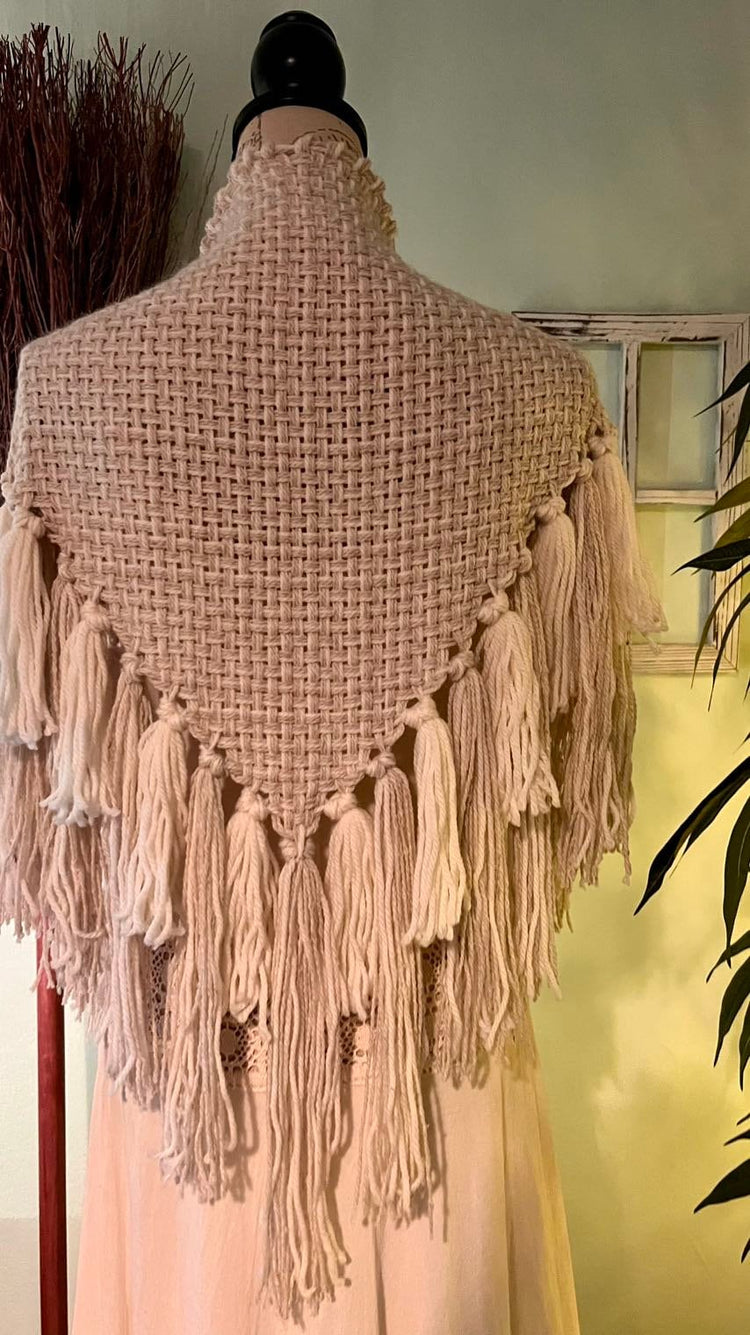 Handwoven Norse Wedding Shawl Set: Belt & Tasseled Wrap