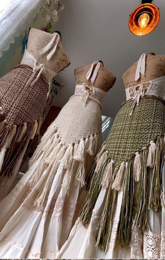 Handwoven Norse Wedding Shawl Set: Belt & Tasseled Wrap