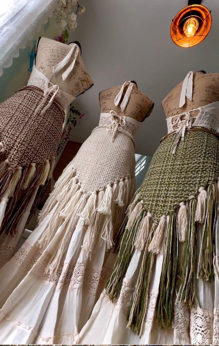 Handwoven Norse Wedding Shawl Set: Belt & Tasseled Wrap