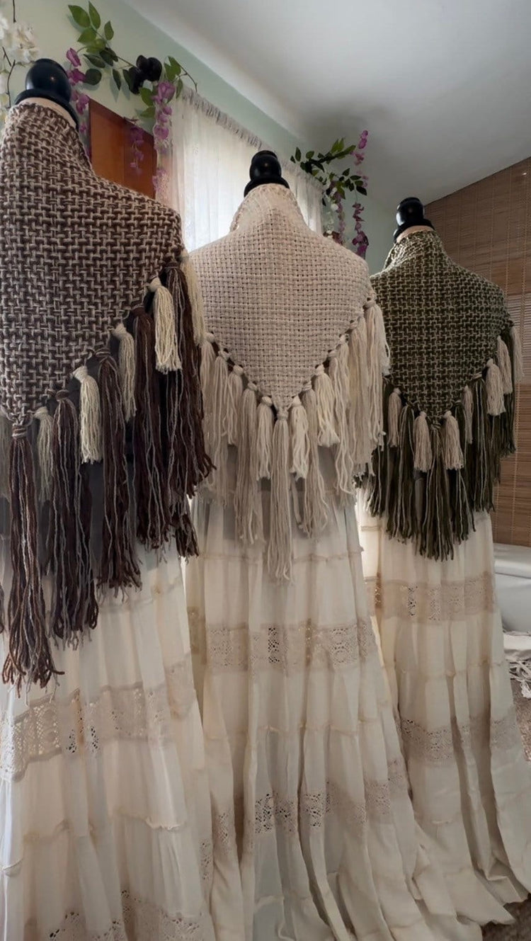 Handwoven Norse Wedding Shawl Set: Belt & Tasseled Wrap