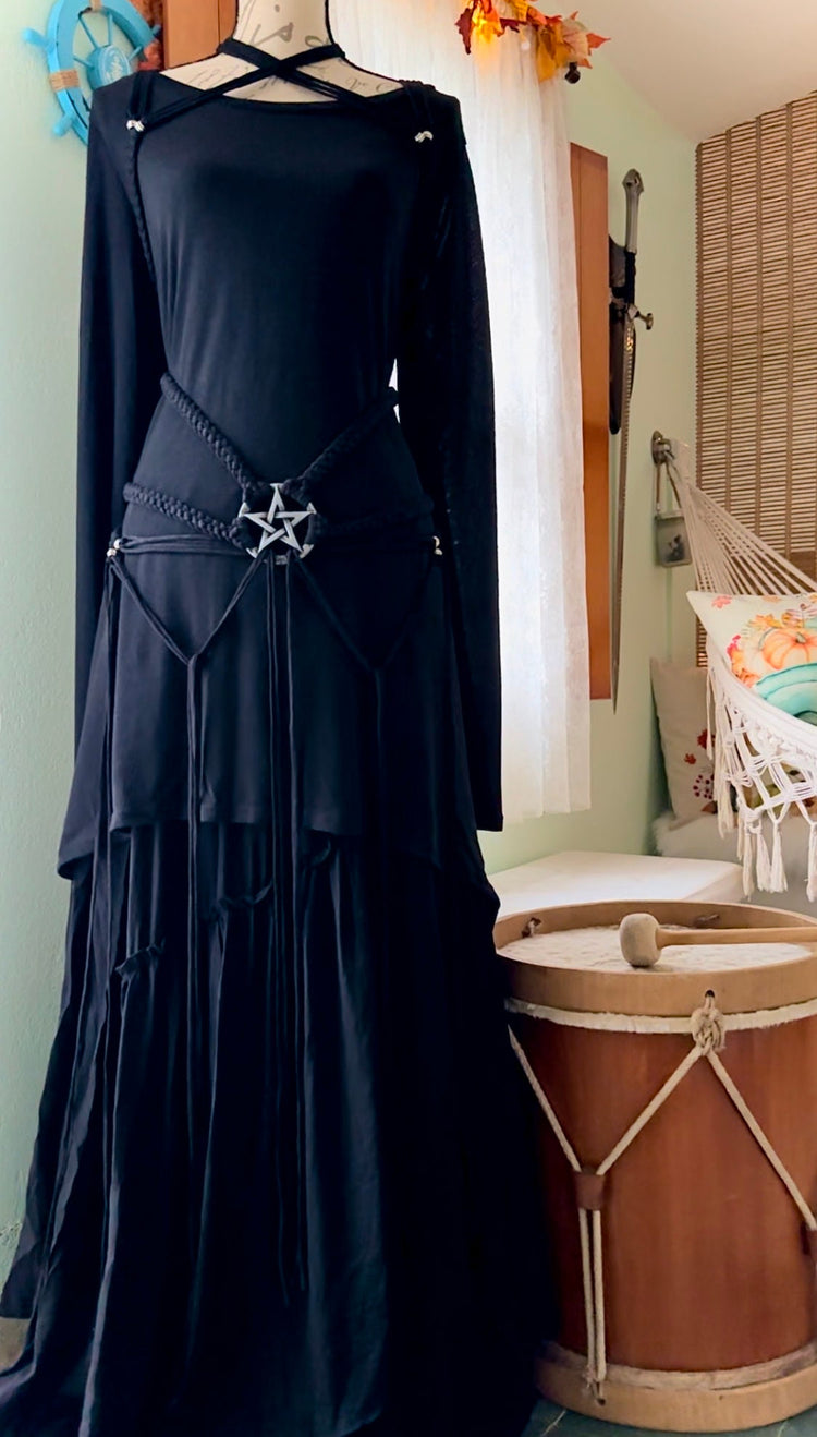 Pentagram Harness Belt: Gothic Witch Elemental Design