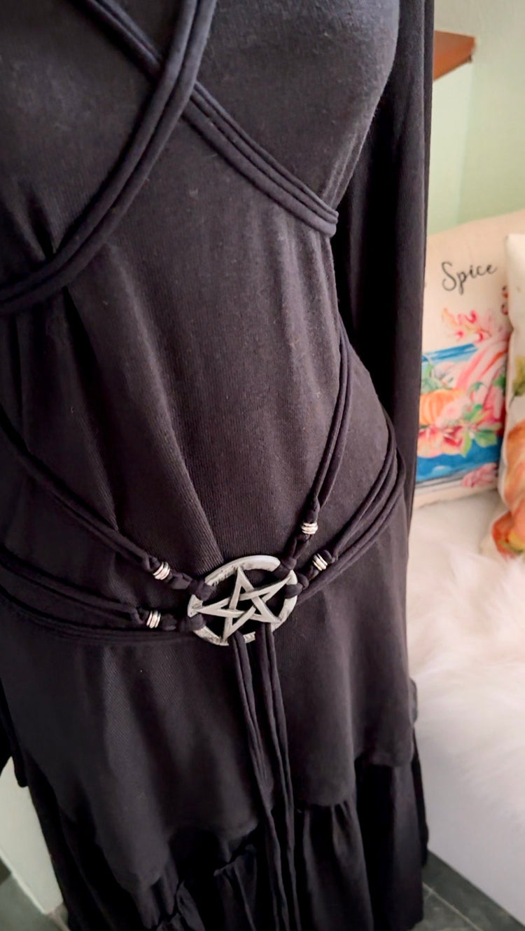 Pentagram Harness Belt: Gothic Witch Elemental Design