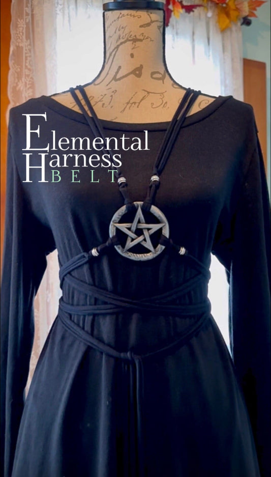 Pentagram Harness Belt: Gothic Witch Elemental Design