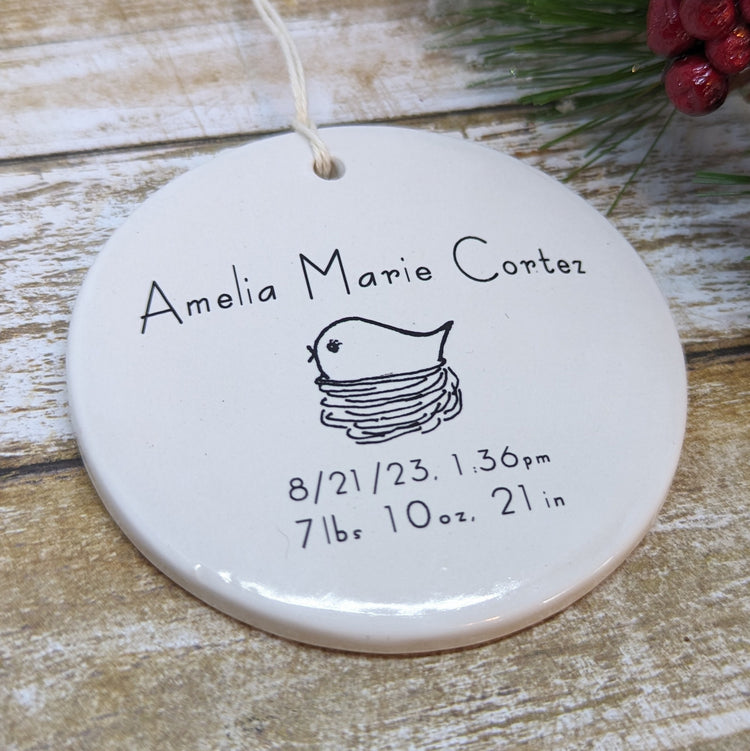 Ornament Baby's 1st, Announcement, Christmas Custom Ornament, Baby Ornament - baby's birth info ornament