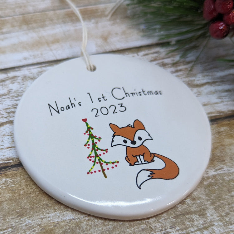 Baby's 1st Christmas Custom Ornament, Line Drawn Ornament, Minimalist Ornament - with your child's name