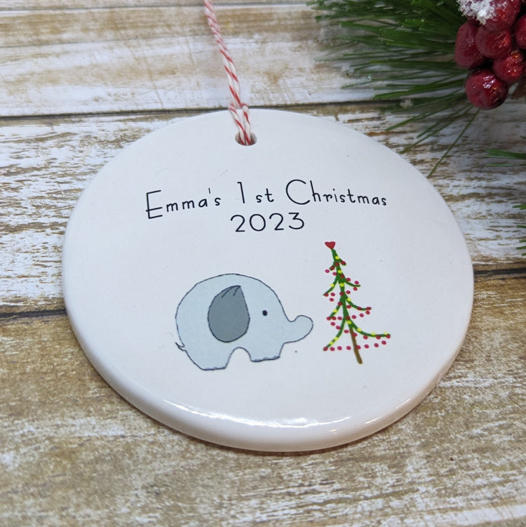 Baby's 1st Christmas Custom Ornament, Line Drawn Ornament, Minimalist Ornament - with your child's name